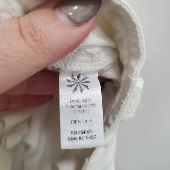 Athleta White 100% Linen Drawstring‎ Leg Loose Relaxed Fit Casual Pants Size 2 - Picture 4 of 5